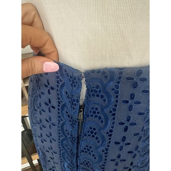 Vintage 60’s Handmade Navy Blue Eyelet Skirt Top Set - Picture 9 of 13